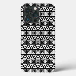 Aztec Triangles+Squares Mönster White på Black