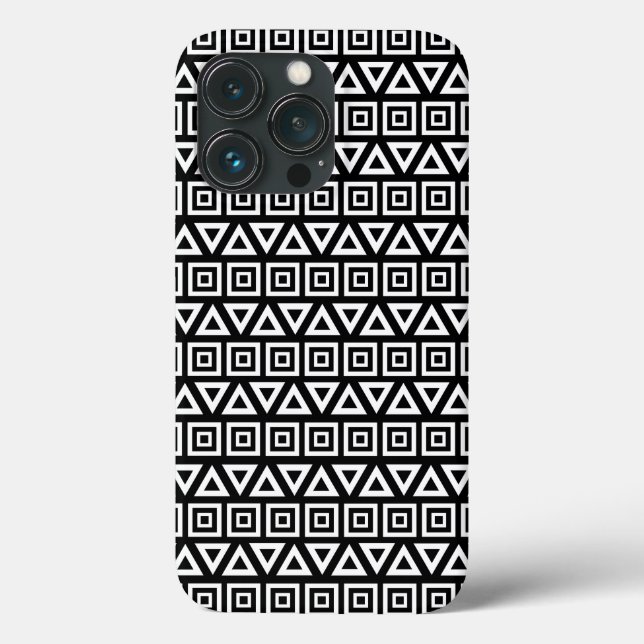 Aztec Triangles+Squares Mönster White på Black (Baksida)