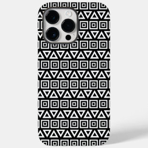 Aztec Triangles+Squares Mönster White på Black