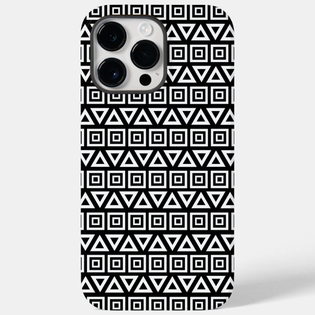 Aztec Triangles+Squares Mönster White på Black (Baksida)