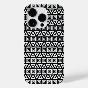 Aztec Triangles+Squares Mönster White på Black