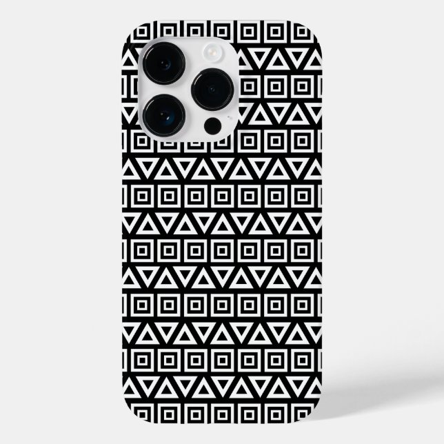Aztec Triangles+Squares Mönster White på Black (Baksida)