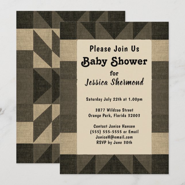 Aztec Tribal Abstrakt Antique Baby Shower Inbjudningar (Fram/baksida)