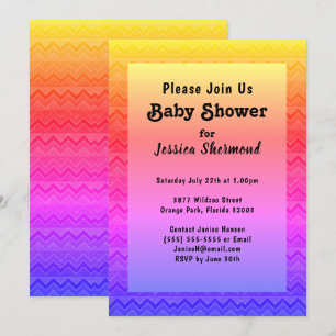 Aztec Tribal Abstrakt Baby Shower Bright Chevron Inbjudningar