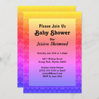 Aztec Tribal Abstrakt Baby Shower Bright Chevron Inbjudningar