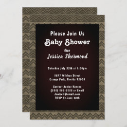 Aztec Tribal Abstrakt Baby Shower Chevron Grayed Inbjudningar