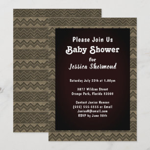 Aztec Tribal Abstrakt Baby Shower Chevron Grayed Inbjudningar