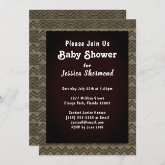 Aztec Tribal Abstrakt Baby Shower Chevron Grayed Inbjudningar