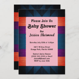 Aztec Tribal Artsy Baby Shower Blue Lila Orange Inbjudningar