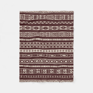 Aztec Tribal Ethnic Geometric Mönster Brown Beige Fleecefilt
