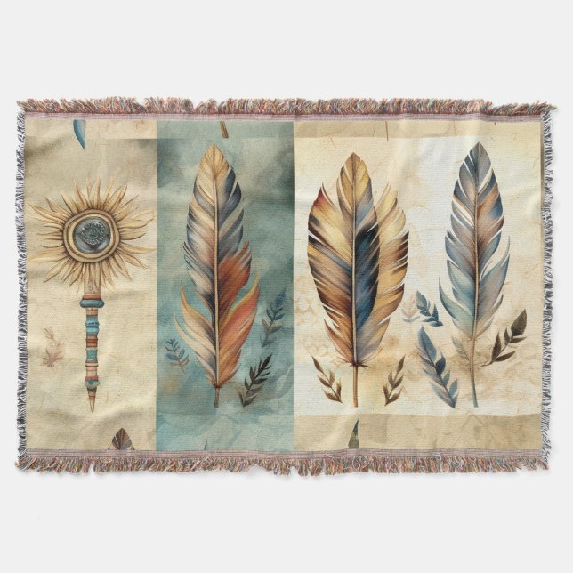 Aztec Tribal Feathers Medicine Stick Filt (Framsidan)