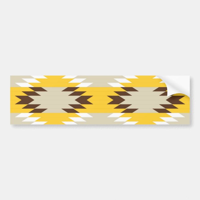 Aztec Tribal Gult Brown Native American Design Bildekal (Framsidan)