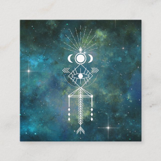 *~* Aztec Tribal Helig Celestial Cosmic Shaman Fyrkantigt Visitkort (Framsida)