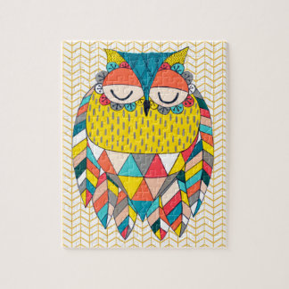 Aztec Tribal Modern Uggla Chevron Art Puzzle Pussel