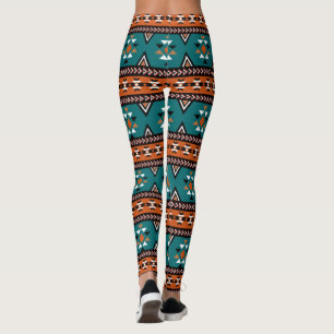 Aztec Tribal Mönster Blue Leggings