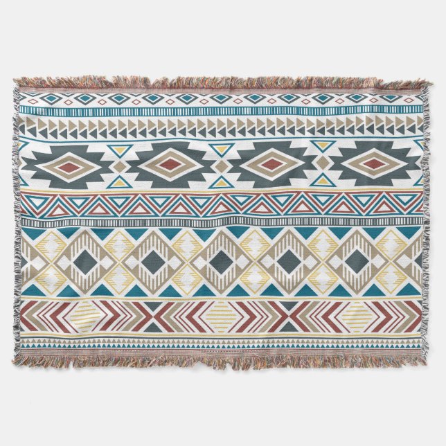 Aztec Tribal Motifs: Geometric Seamless Design Filt (Framsidan)
