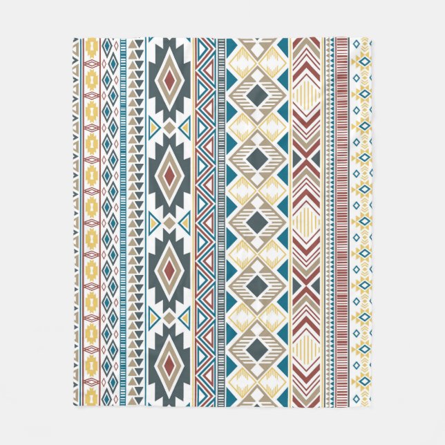 Aztec Tribal Motifs: Geometric Seamless Design Fleecefilt (Framsidan)