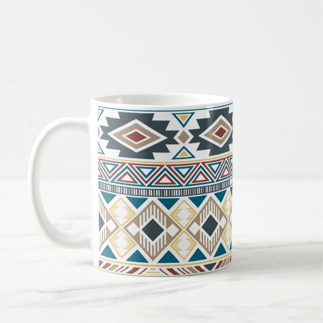 Aztec Tribal Motifs: Geometric Seamless Design Kaffemugg (Vänster)