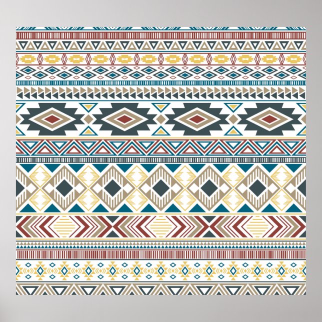 Aztec Tribal Motifs: Geometric Seamless Design Poster (Framsidan)