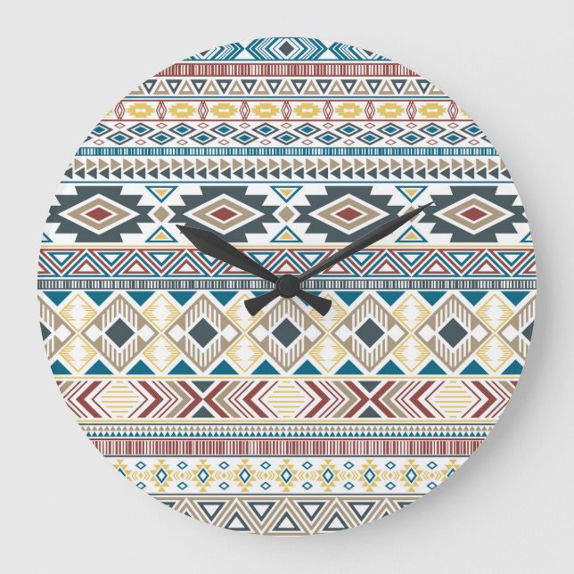 Aztec Tribal Motifs: Geometric Seamless Design Stor Klocka (Framsida)