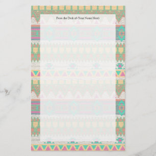 Aztec Tribal Native Pastel Geometric Mönster Brevpapper