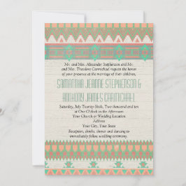 Aztec Tribal Native Pastel Peach/Aqua Inbjudningar
