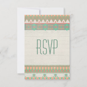 Aztec Tribal Native Pastel Peach/Aqua OSA Kort