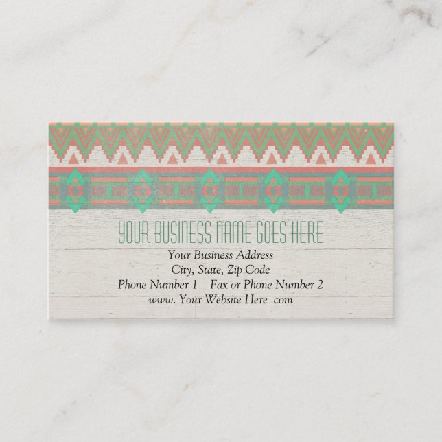 Aztec Tribal Native Pastell Persika/Aqua Visitkort (Framsida)