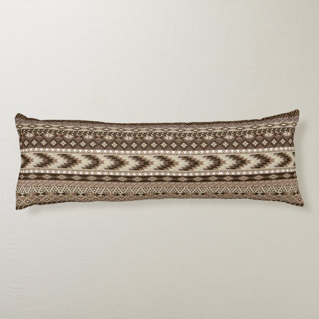 Aztec Tribal Print Neutralt  Beige Taupe Kroppskudde (Baksidan)