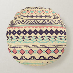 Aztec Tribal Rand: Vintage Illustration Rund Kudde
