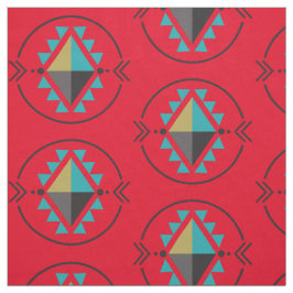 Aztec Tribal Symbol Red Mönster Fabric Tyg