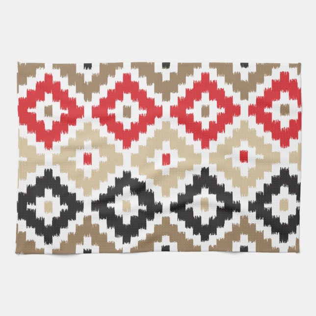Aztec Tribal-utskrift Ikat Diamond Mönster Kökshandduk (Horisontell)