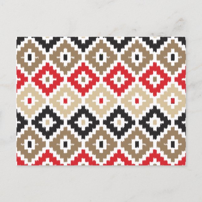 Aztec Tribal-utskrift Ikat Diamond Mönster Vykort (Framsida)