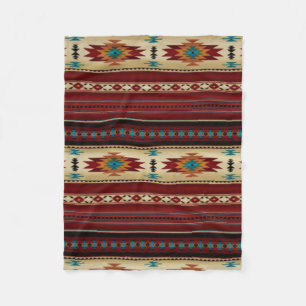 Aztec tryck för RED/TAN Fleecefilt