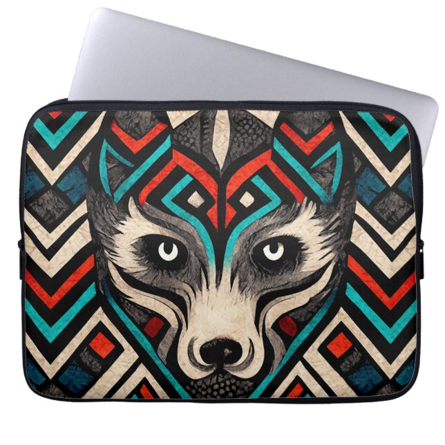 Aztec Varg Ansikte Laptop Fodral (Framsidan)