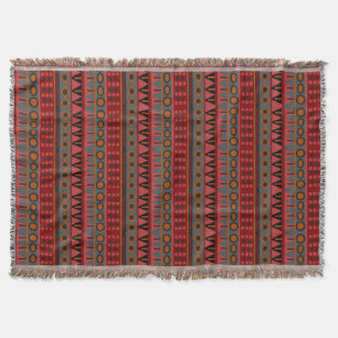 Aztec Warm Red Orange Retro Tribal Ethnic Native Mysfilt