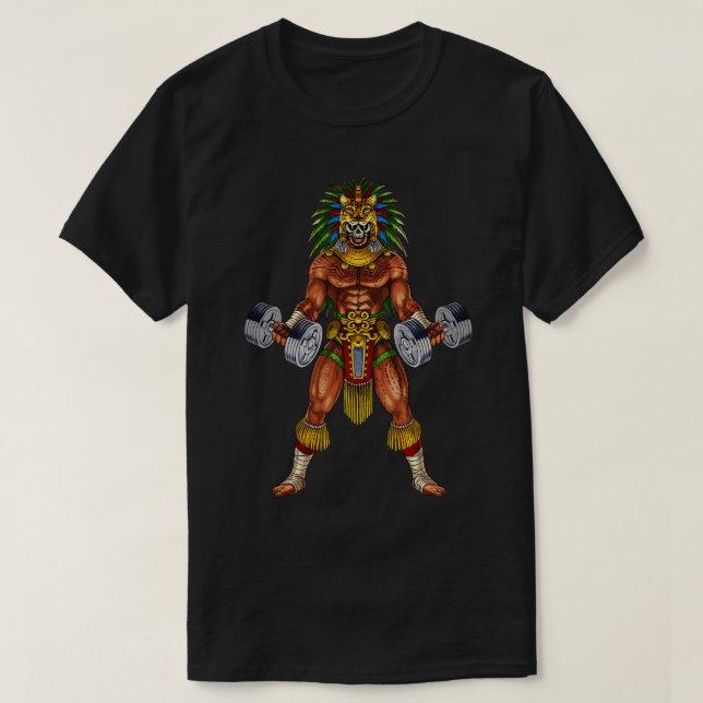 Aztec Warrior BodyBuilder T Shirt (Design framsida)
