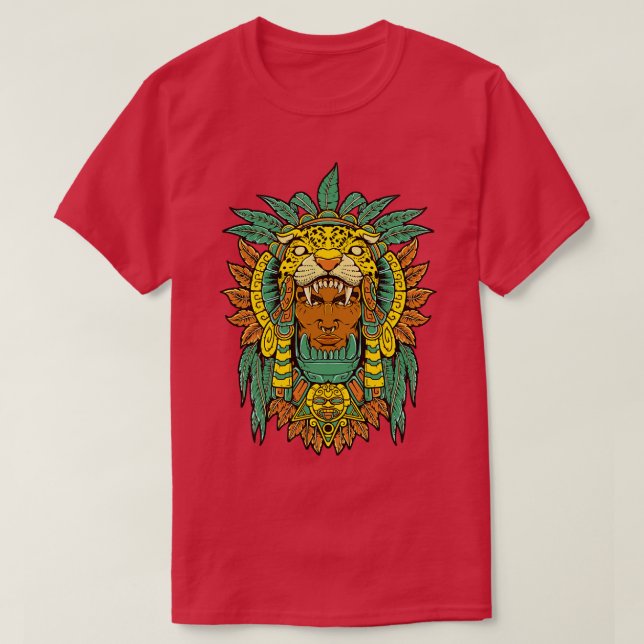 Aztec Warrior Jaguar Warrior T Shirt (Design framsida)