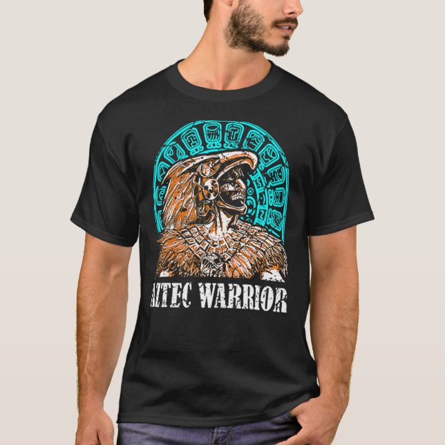 Aztec Warrior Kung Mexican Native Art Mayans T Shirt (Framsida)