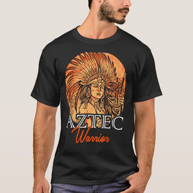Aztec Warrior Kung Mexican Native Art Mayans T Shirt (Framsida)