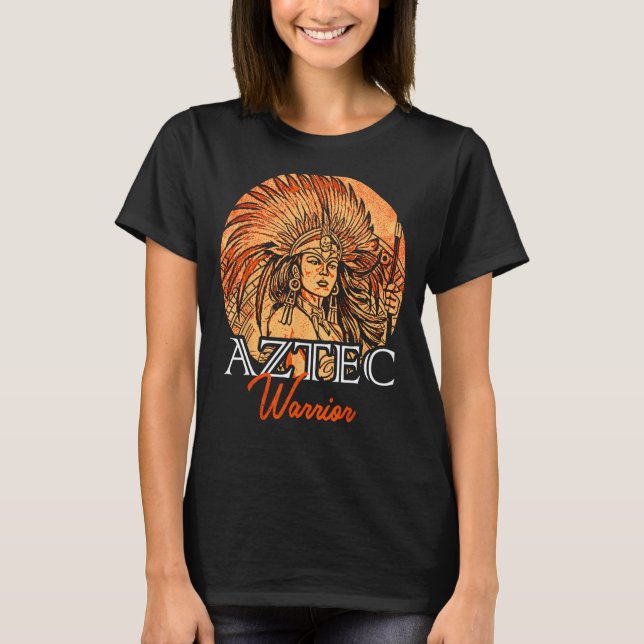 Aztec Warrior Kung Mexican Native Art Mayans T Shirt (Framsida)