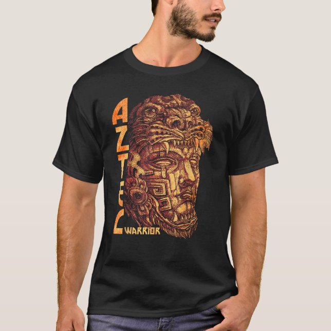 Aztec Warrior Kung Mexican Native Art Mayans T Shirt (Framsida)