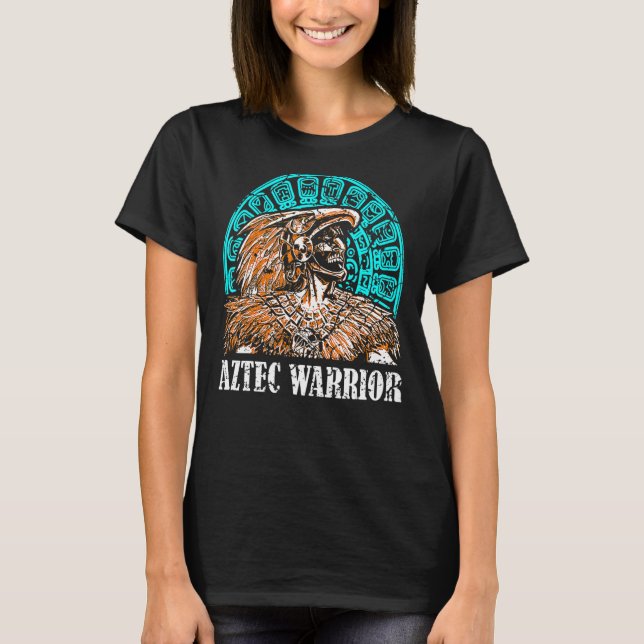 Aztec Warrior Kung Mexican Native Art Mayans T Shirt (Framsida)