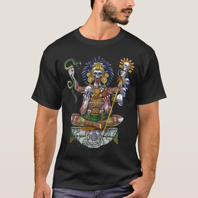 Aztec Warrior Shaman T Shirt (Framsida)