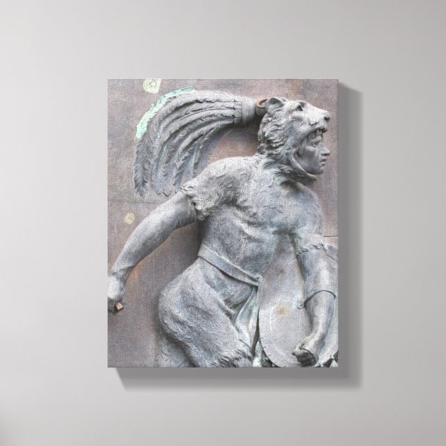 Aztec Warrior Stone Carving Canvastryck (Framsida)