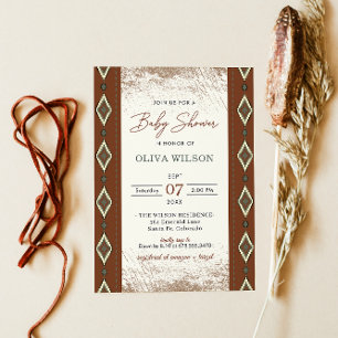 Aztec Western Baby Shower Inbjudan, Rustic Boho Inbjudningar
