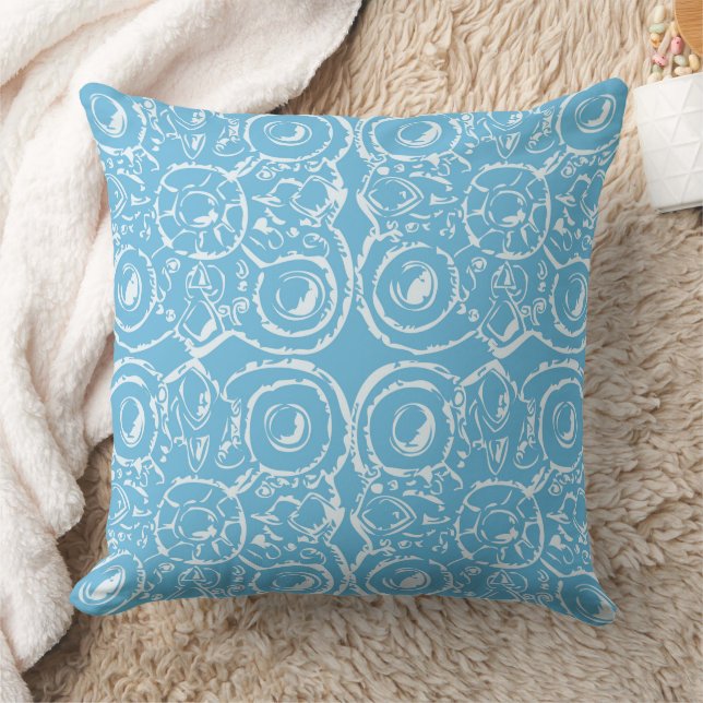 Aztec White Blue Mönster Kudde (Filt)