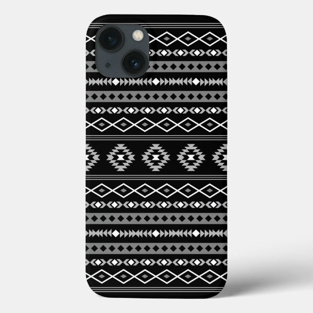 Aztec White Grått Black Mixed Motifs Mönster (Baksida)