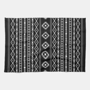 Aztec White Grått Black Mixed Motifs Mönster Kökshandduk