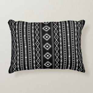 Aztec White Grått Black Mixed Motifs V Mönster Prydnadskudde